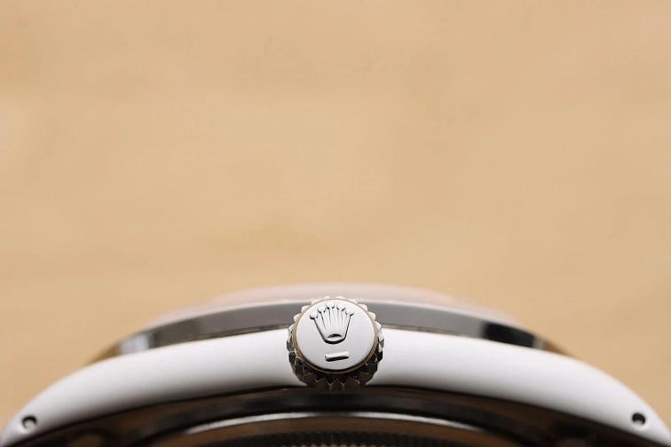 ROLEX DATEJUST 1601 18K GOLD STEEL WHITE DIAL DIAMOND BEZEL OYSTER BAND WATCH - 9