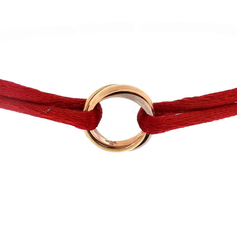 Cartier Trinity On Cord Bracelet Silk Cord with 18K Tricolor Gold - 3