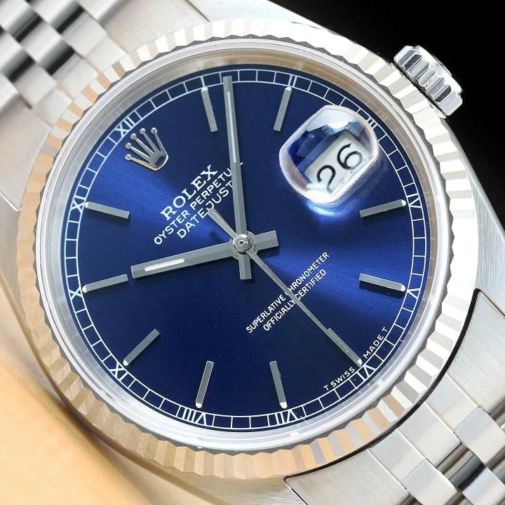 ROLEX MENS DATEJUST BLUE DIAL 18K WHITE GOLD SS 16234 WATCH w/ROLEX JUBILEE BAND (1 of 7)