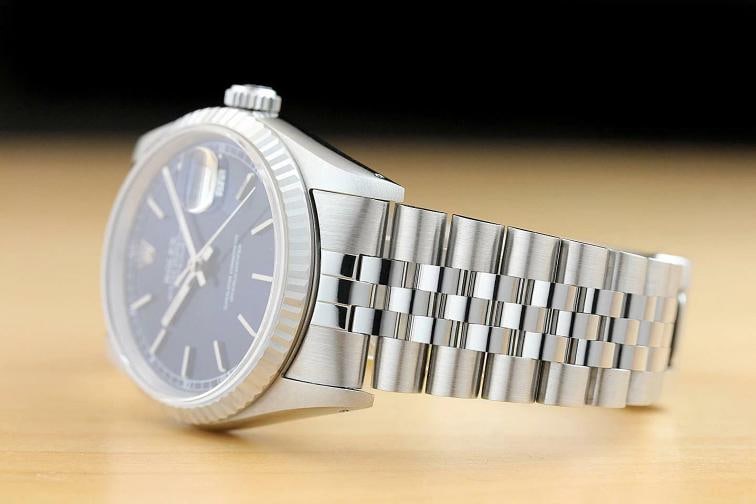 ROLEX MENS DATEJUST BLUE DIAL 18K WHITE GOLD SS 16234 WATCH w/ROLEX JUBILEE BAND - 4
