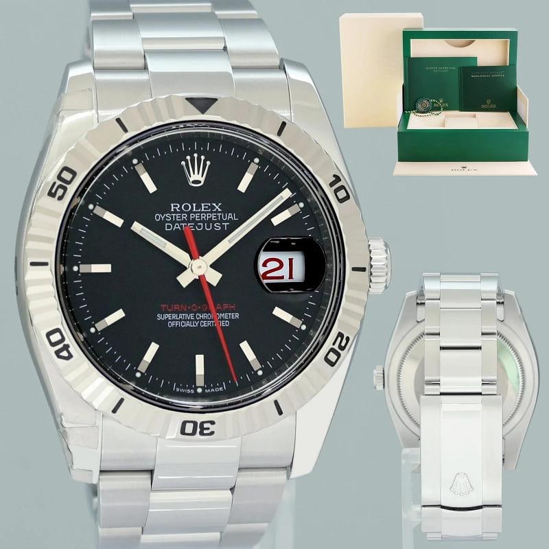 2013 MINT Rolex 116264 DateJust Turn-O-Graph Steel Black Stick White Gold Fluted: Condition: Pre-owned - Excellent,Brand: Rolex,Department: Unisex Adults,Type: Wristwatch,Model: DateJust,Reference Number: 116264,With Original Box/Packaging: Yes,With Papers: No,Customized: NoCountry