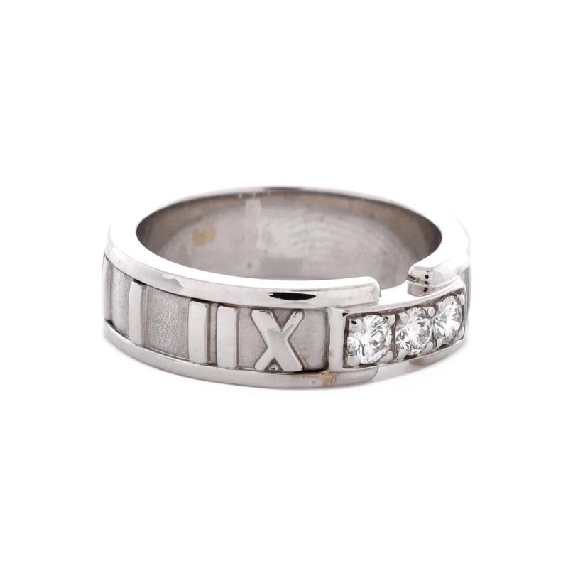 Tiffany & Co. Atlas Band Ring 18K White Gold with Diamonds - 2
