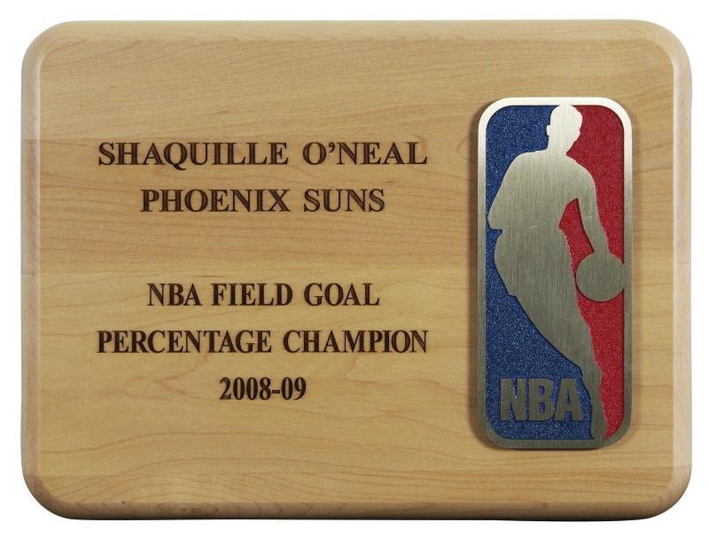 Suns Shaquille O'Neal 2008 NBA Field Goal Percentage Champion Plaque Un-signed (1 of 2)