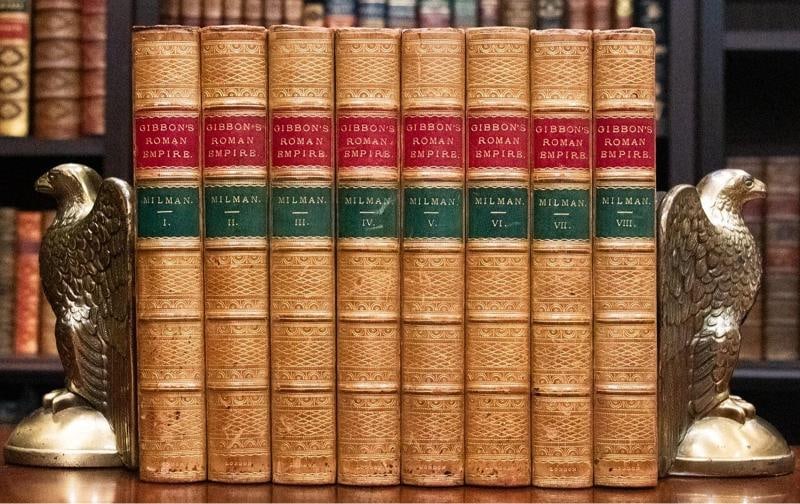 1862 History of the Decline & Fall of the Roman Empire Fine Leather FoldOut Maps - 2