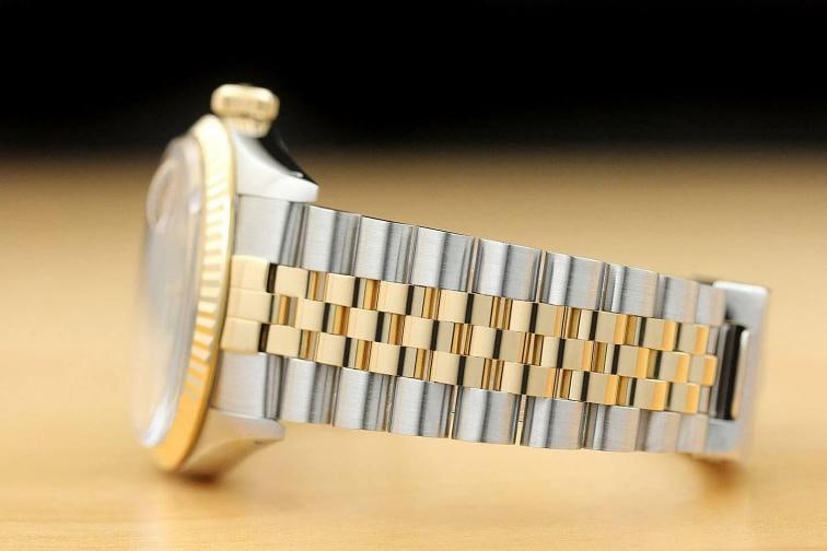 ROLEX MENS DATEJUST 16013 GREEN 18K YELLOW GOLD STEEL QUICKSET DIAMOND WATCH - 5