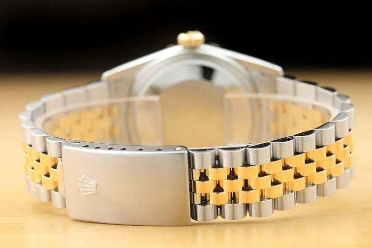 ROLEX MENS DATEJUST 16013 GREEN 18K YELLOW GOLD STEEL QUICKSET DIAMOND WATCH - 6