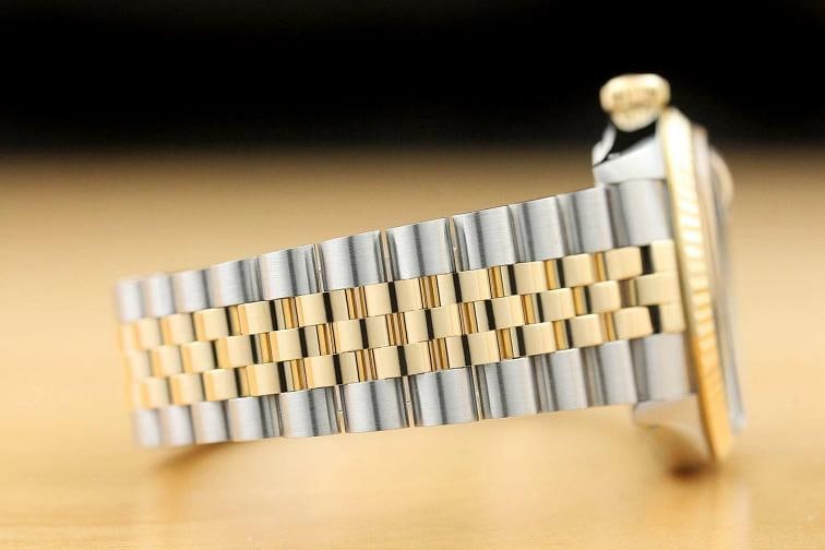 ROLEX MENS DATEJUST 16013 GREEN 18K YELLOW GOLD STEEL QUICKSET DIAMOND WATCH - 8