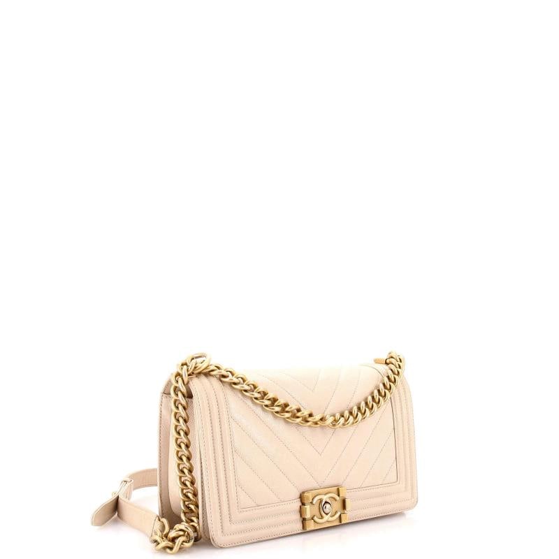 Chanel Boy Flap Bag Chevron Caviar Old Medium - 2