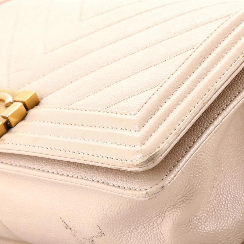 Chanel Boy Flap Bag Chevron Caviar Old Medium - 7