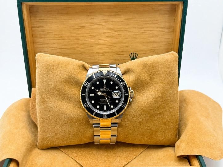 Rolex Submariner 16613 Black 18k Yellow Gold Stainless Steel Box Paper - 2