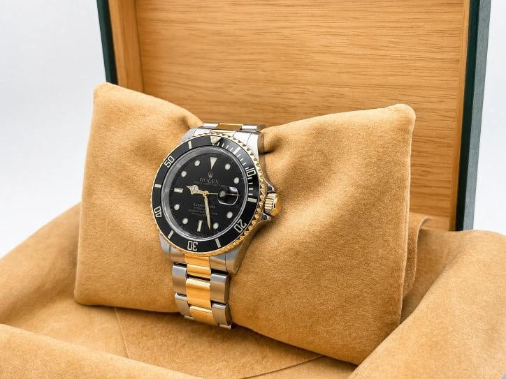 Rolex Submariner 16613 Black 18k Yellow Gold Stainless Steel Box Paper - 4