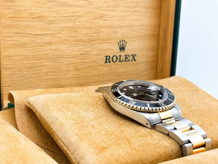 Rolex Submariner 16613 Black 18k Yellow Gold Stainless Steel Box Paper - 5