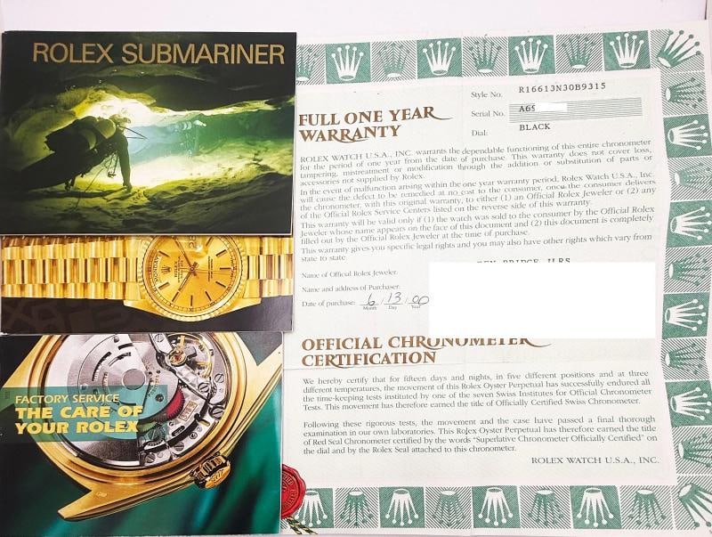 Rolex Submariner 16613 Black 18k Yellow Gold Stainless Steel Box Paper - 9