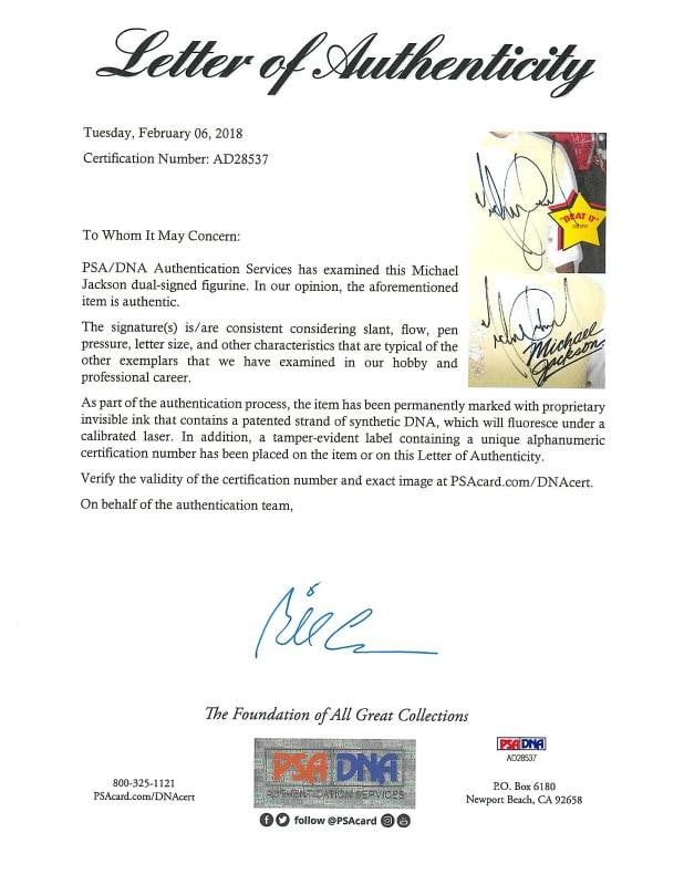 Michael Jackson Twice Signed Superstar of The 80's Action Figure PSA DNA COA - 3