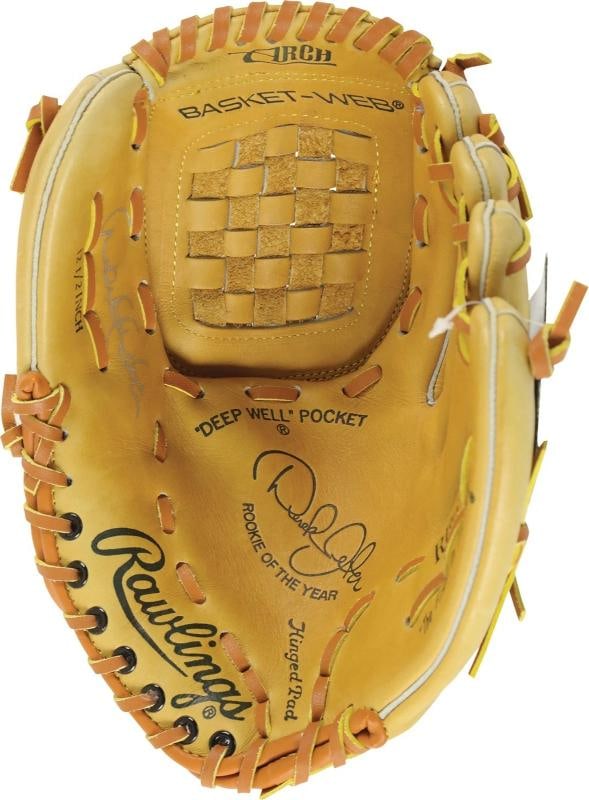 Derek Jeter Signed 1996 Rookie Of The Year Rawlings Baseball Glove JSA - 5
