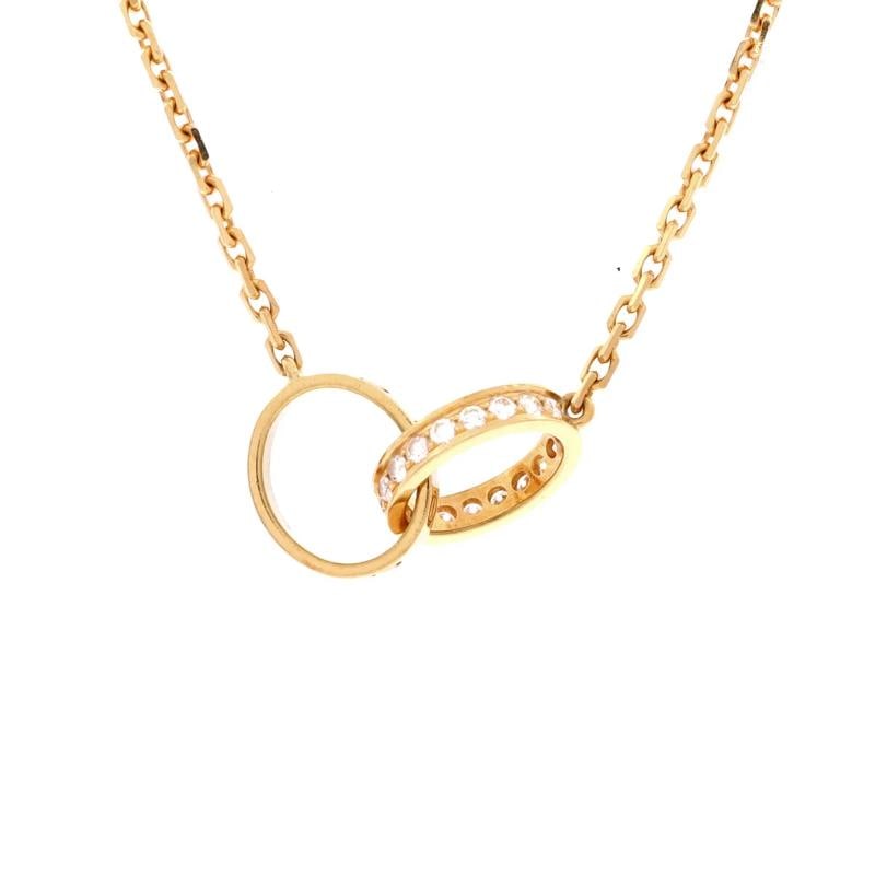 Cartier Love Interlocking Necklace 18K Yellow Gold and Diamonds: Condition: Pre-owned - Good,Brand: Cartier,Main Stone: Diamond,Metal: 18K Yellow Gold,Metal Purity: 18K,Style: Necklace,Type: Necklace,Color: Yellow Gold,Material: 18K Yellow Gold, Diamond