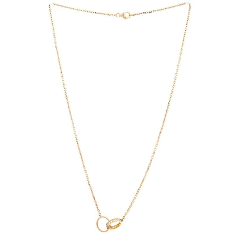 Cartier Love Interlocking Necklace 18K Yellow Gold and Diamonds - 3