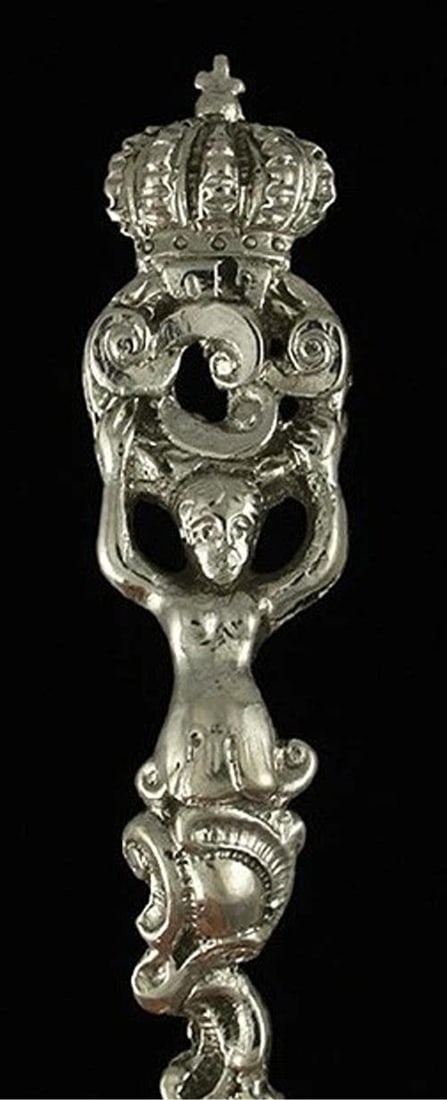 13 Antique c1900 German 800 Silver Wolf Knell Coffee Tea Spoons 5 3/4" - 2