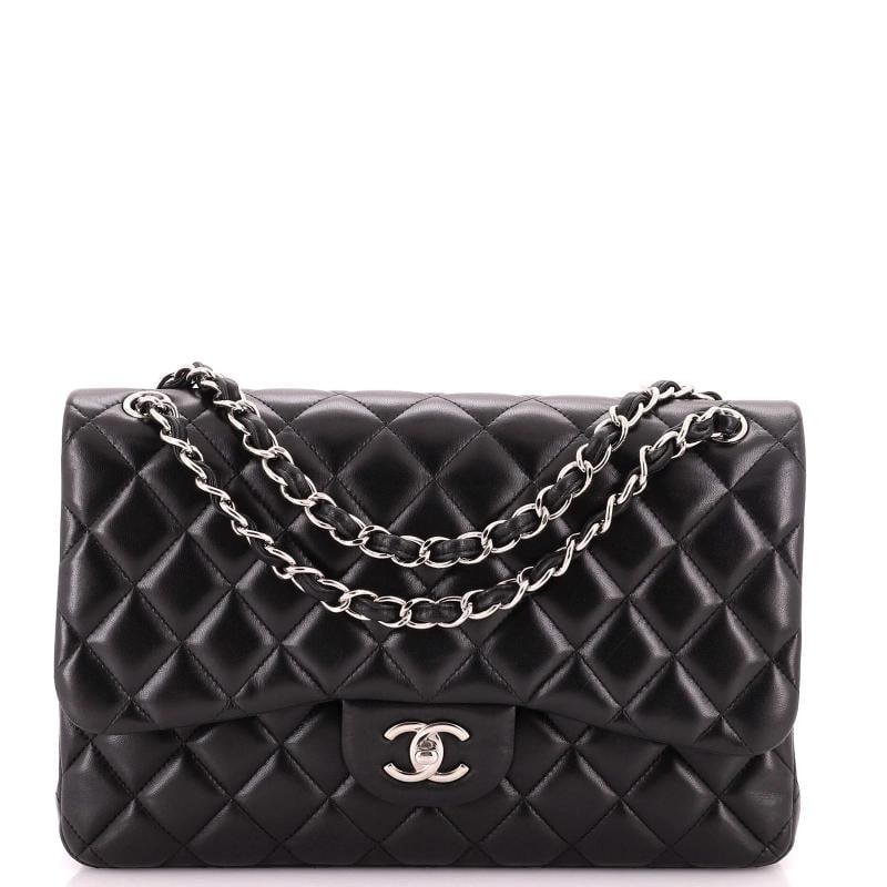 Chanel Classic Double Flap Bag Quilted Lambskin Jumbo: Condition: Pre-owned - Good,Brand: Chanel,Exterior Material: Leather,Style: Shoulder Bags,Exterior Color: Black,Department: Women,Size: Jumbo Estimated Retail Price: $11,700 Condition: Great. Exterior