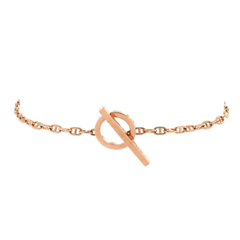 Hermes Chaine d'Ancre Contour Bracelet 18K Rose Gold with Diamonds - 3