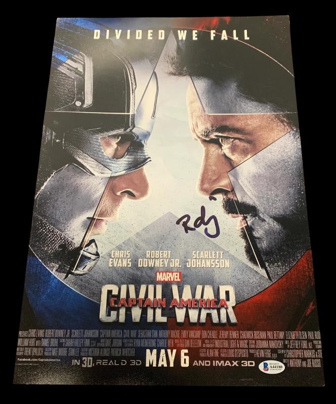 ROBERT DOWNEY JR SIGNED AUTOGRAPH CAPTAIN AMERICA CIVIL WAR 12X18 PHOTO BAS (1 of 1)