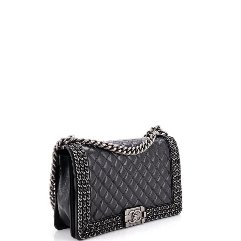 Chanel Chained Boy Flap Bag Quilted Glazed Calfskin Old Medium - 2