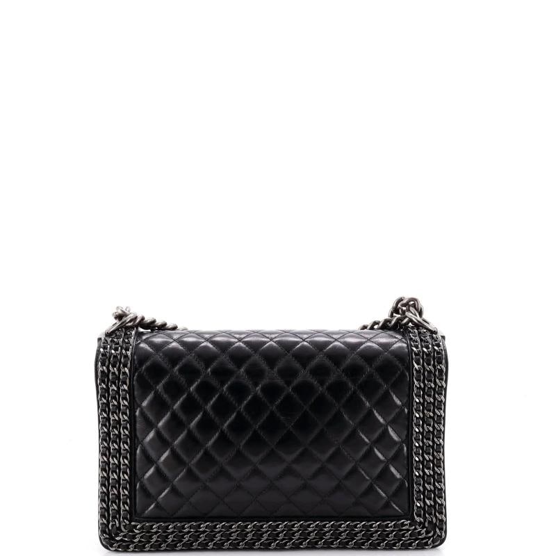 Chanel Chained Boy Flap Bag Quilted Glazed Calfskin Old Medium - 3
