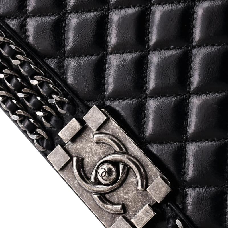 Chanel Chained Boy Flap Bag Quilted Glazed Calfskin Old Medium - 6