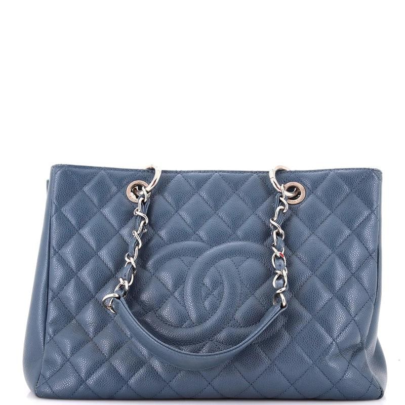 Chanel Grand Shopping Tote Quilted Caviar: Condition: Pre-owned - Good,Brand: Chanel,Exterior Material: Leather,Style: Totes,Exterior Color: Blue,Department: Women,Size: Unknown