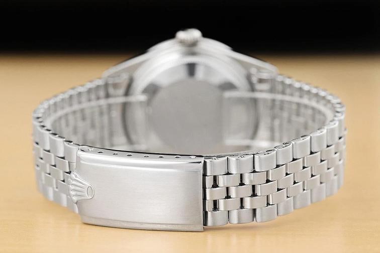 ROLEX MENS DATEJUST 1601 18K WHITE GOLD STEEL GREEN DIAMOND FOLDED JUBILEE WATCH - 6