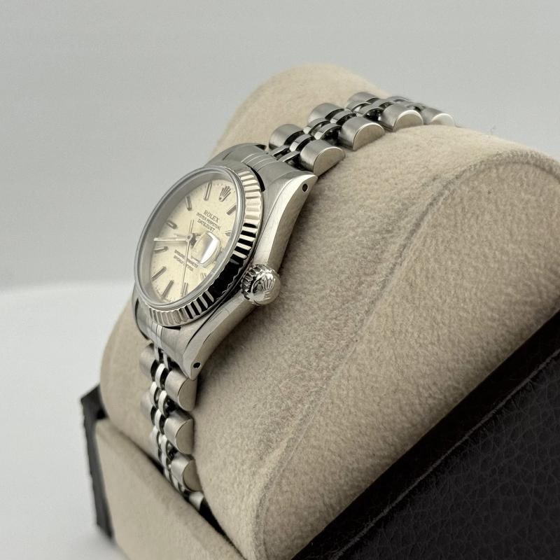 Rolex Ladies Datejust 69174 26mm Silver Dial Steel 18K White Gold Box Papers - 8