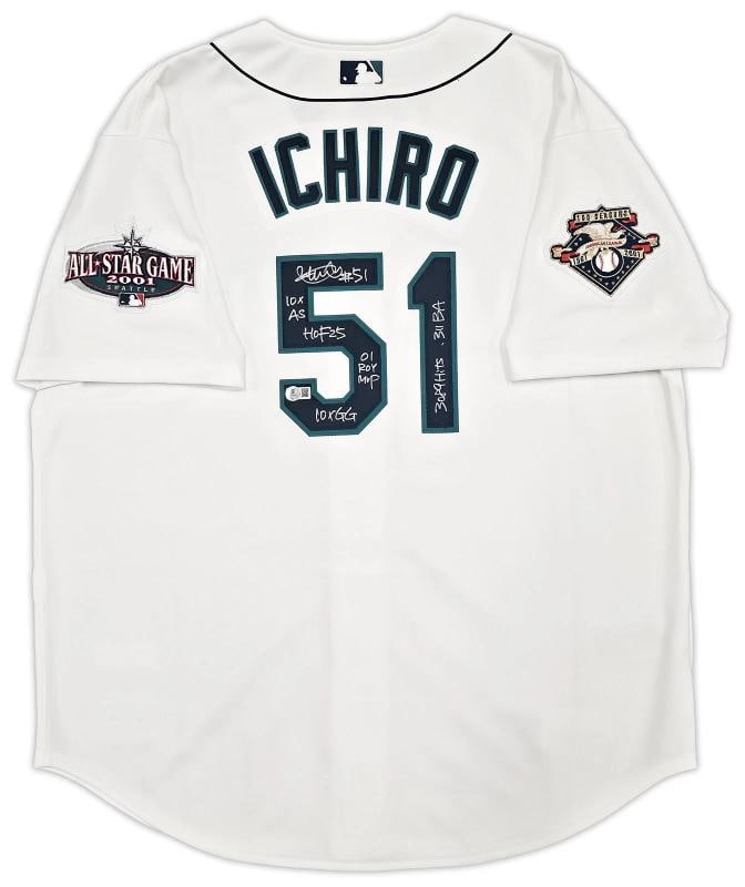 Seattle Mariners Ichiro Suzuki White Signed Auth Jersey Patch Beckett BAS (1 of 6)