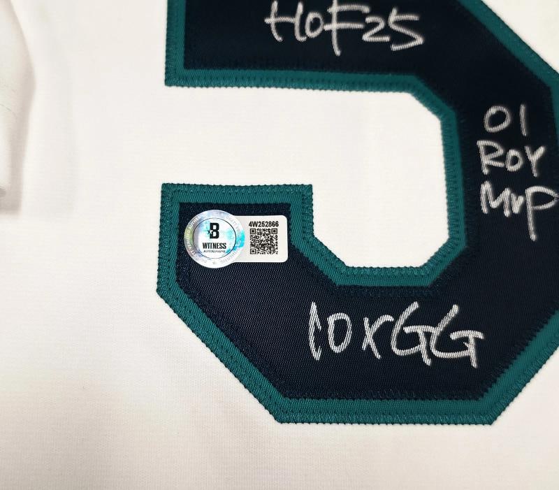 Seattle Mariners Ichiro Suzuki White Signed Auth Jersey Patch Beckett BAS - 4