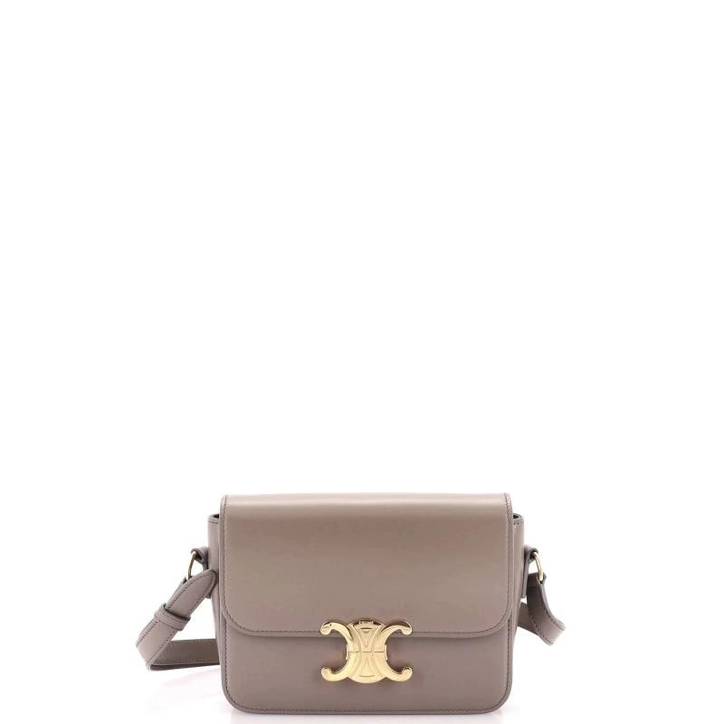 Celine Triomphe Shoulder Bag Smooth Calfskin Teen: Condition: Pre-owned - Good,Brand: Celine,Exterior Material: Leather,Style: Cross Body Bags,Exterior Color: Gray,Department: Women,Size: Teen Estimated Retail Price: $3,950 Condition: Fair. Exterior: 
