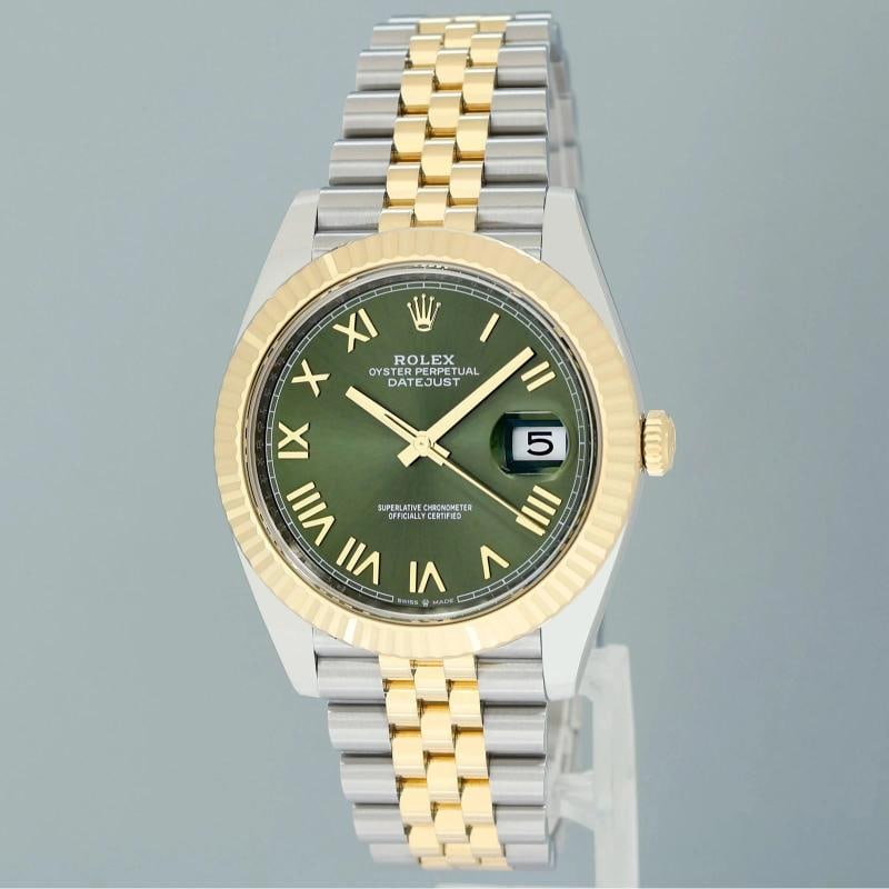 2026 NEW 126333 Rolex DateJust 41 Two Tone Jubilee Gold 41m Green Roman Watch - 3