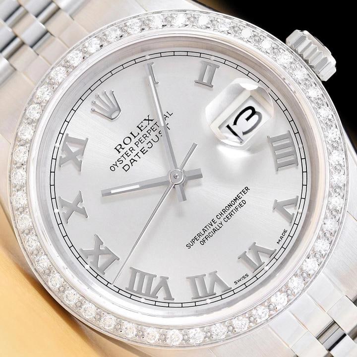 ROLEX MENS DATEJUST 16014 SILVER ROMAN DIAMOND 18K GOLD STEEL JUBILEE WATCH: Condition: Pre-owned - Excellent,Country of Origin: Switzerland,Brand: Rolex,Department: Men's,Style: Dress/Formal, Luxury, Luxury: Dress Styles,Features: Chronometer, Sapphire Crystal, Screwdown
