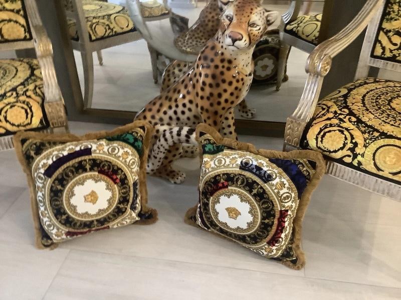 Set Of -2 Custom Made Xl Versace Multi Color Velvet Pillows Sz28Ã¢â‚¬Â - 13
