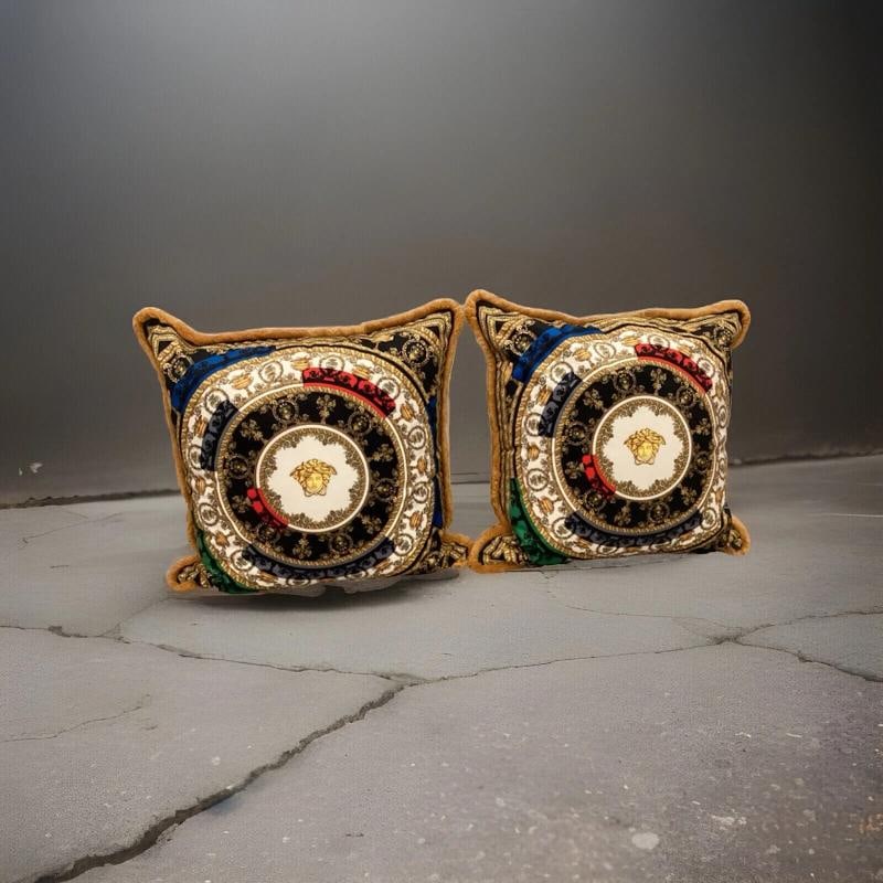Set Of -2 Custom Made Xl Versace Multi Color Velvet Pillows Sz28Ã¢â‚¬Â - 15