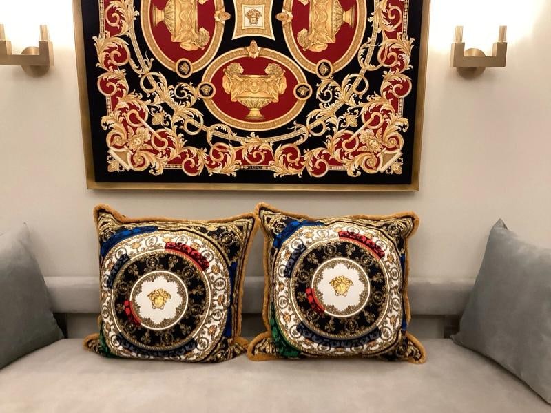 Set Of -2 Custom Made Xl Versace Multi Color Velvet Pillows Sz28Ã¢â‚¬Â - 2