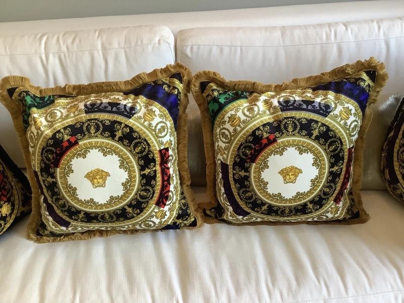 Set Of -2 Custom Made Xl Versace Multi Color Velvet Pillows Sz28Ã¢â‚¬Â - 6
