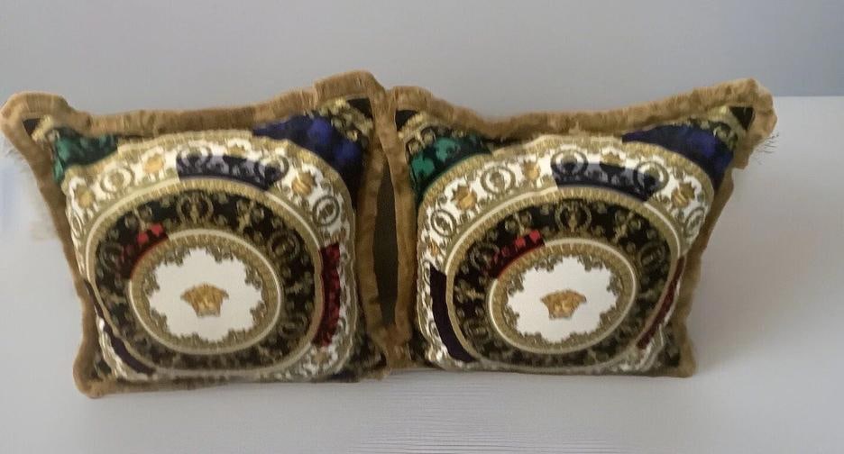Set Of -2 Custom Made Xl Versace Multi Color Velvet Pillows Sz28Ã¢â‚¬Â - 9