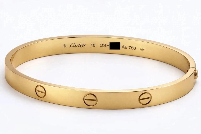 Cartier LOVE 18k Yellow Gold Bracelet Bangle Size 18 Jewelry Pouch - 5