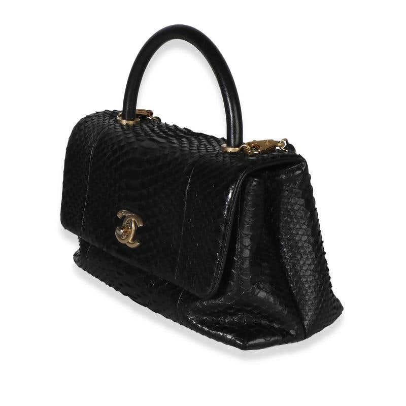 Chanel Black Python Medium Coco Top Handle Bag - 3