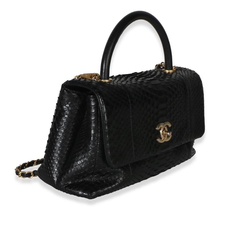 Chanel Black Python Medium Coco Top Handle Bag - 4