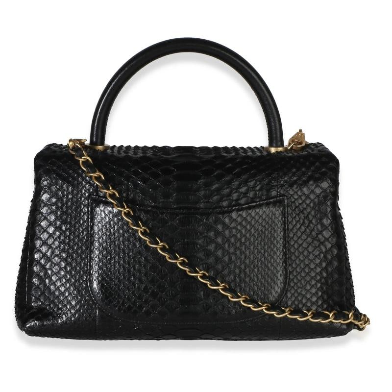 Chanel Black Python Medium Coco Top Handle Bag - 5