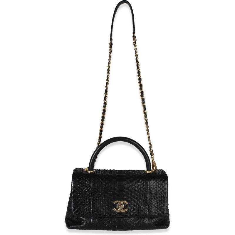 Chanel Black Python Medium Coco Top Handle Bag - 6