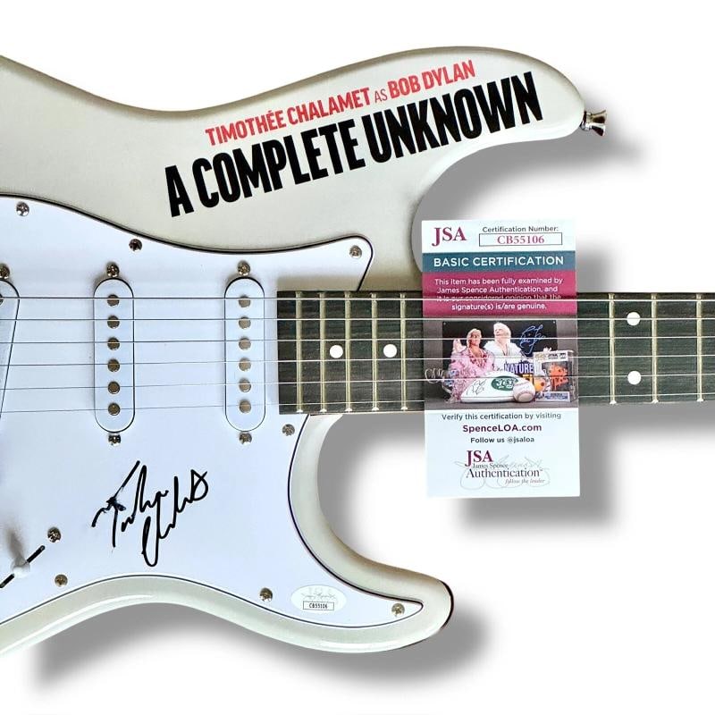 Timothee Chalamet Signed Guitar Custom JSA COA Bob Dylan Timothy Chalamet - 2