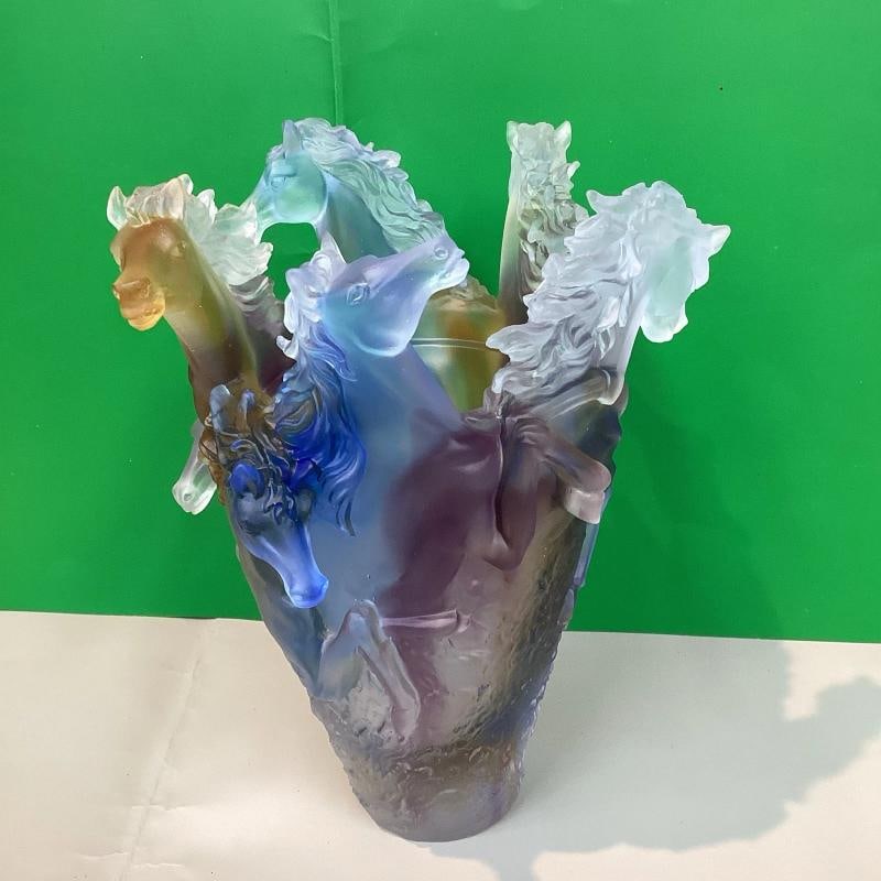 Multi Color Crystal Horse Vase H9Ã¢â‚¬Â Perfect Condition Not N - 9