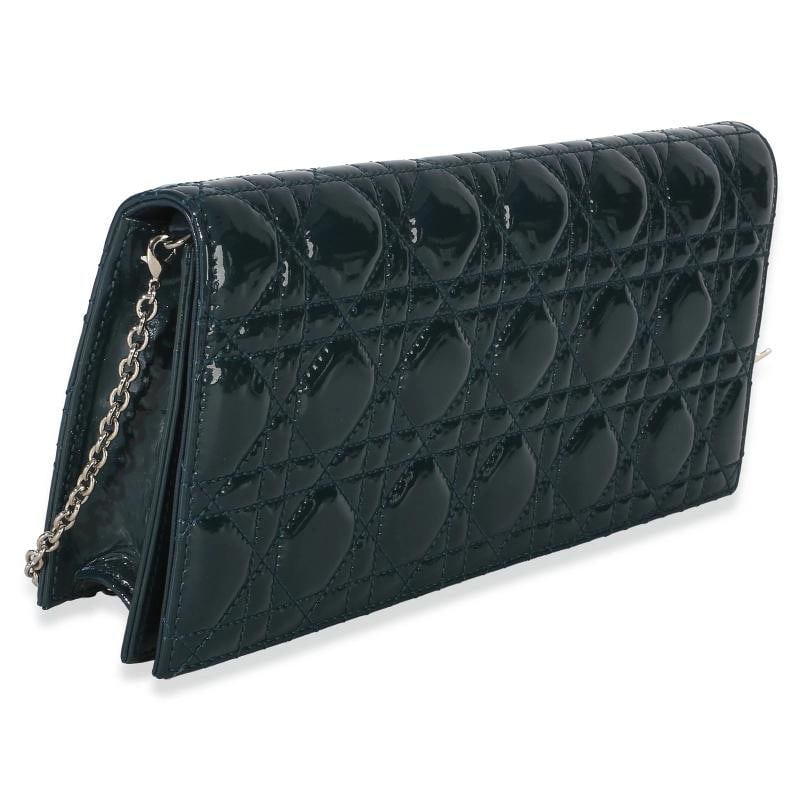 Christian Dior Blue Patent Cannage Lady Dior Clutch With Chain - 3