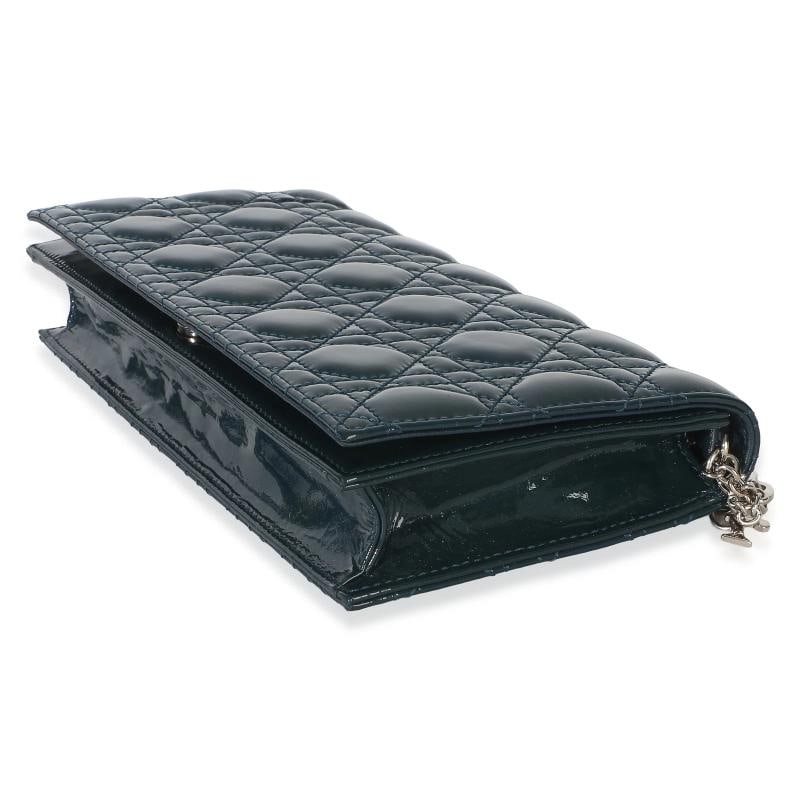 Christian Dior Blue Patent Cannage Lady Dior Clutch With Chain - 6